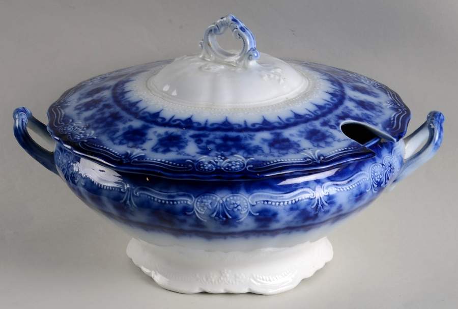Waverley (Flow Blue No Gold Acent Tureen &  Lid by John Maddock & Sons-1