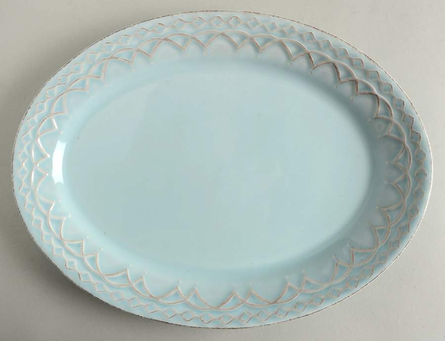 Batalha Teal 13" Oval Serving Platter by Matceramica-1