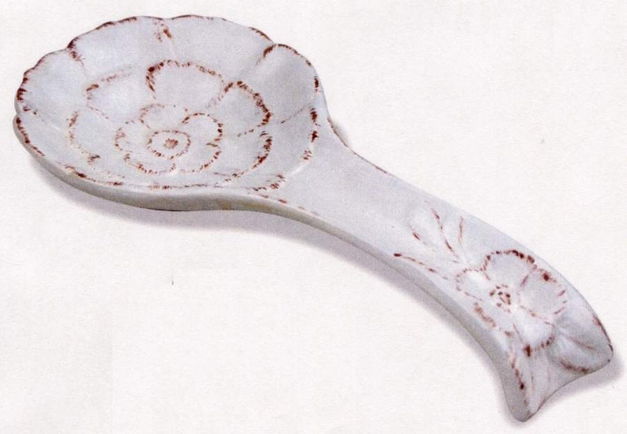 Cream Rustic Florals Spoon Rest/Holder (Holds 1 Spoon) by Maxcera Corp-1