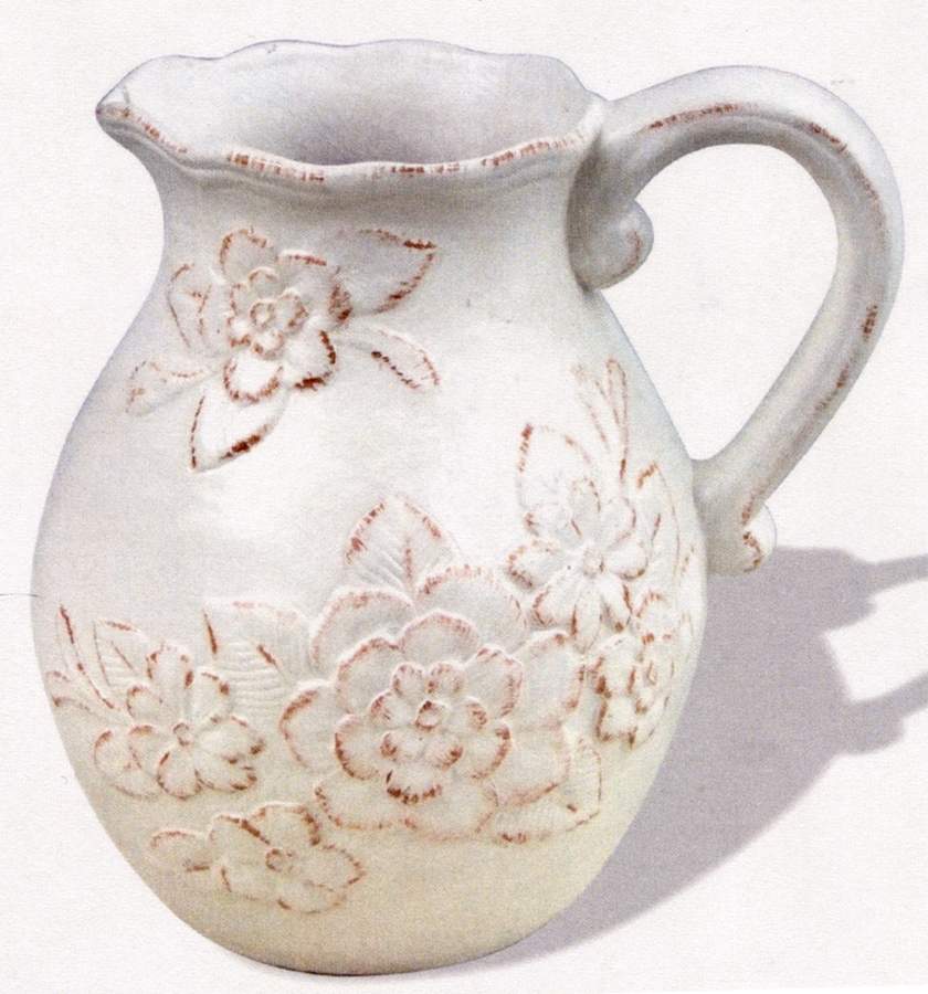 Cream Rustic Florals Pitcher by Maxcera Corp-1