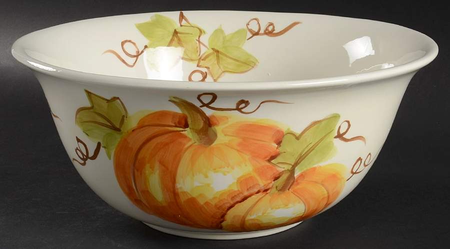 Watercolor Pumpkin Patch 11" Large Salad Serving Bowl by Maxcera Corp-1
