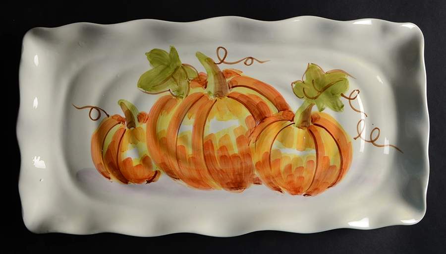 Watercolor Pumpkin Patch 17" Rectangular Serving Platter by Maxcera Corp-1