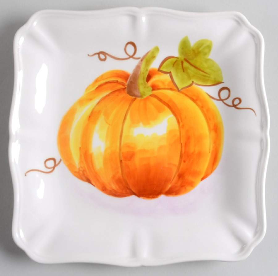 Watercolor Pumpkin Patch Square Salad Plate by Maxcera Corp-1