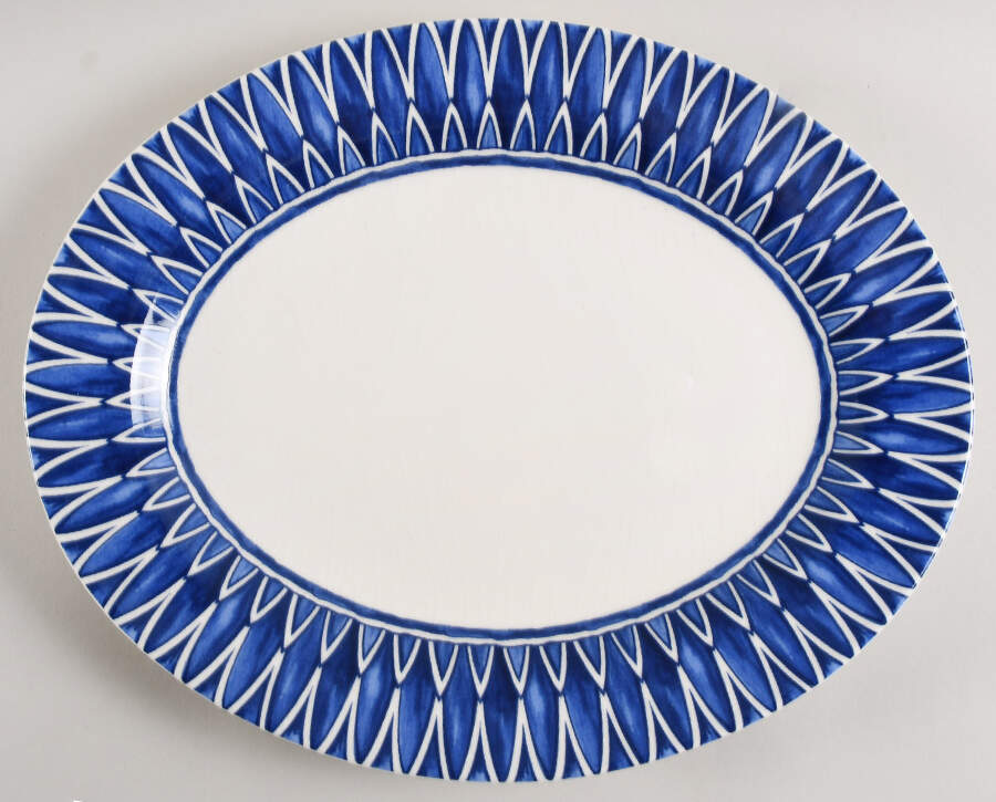 Siena Blue 14" Oval Serving Platter by Mikasa-1