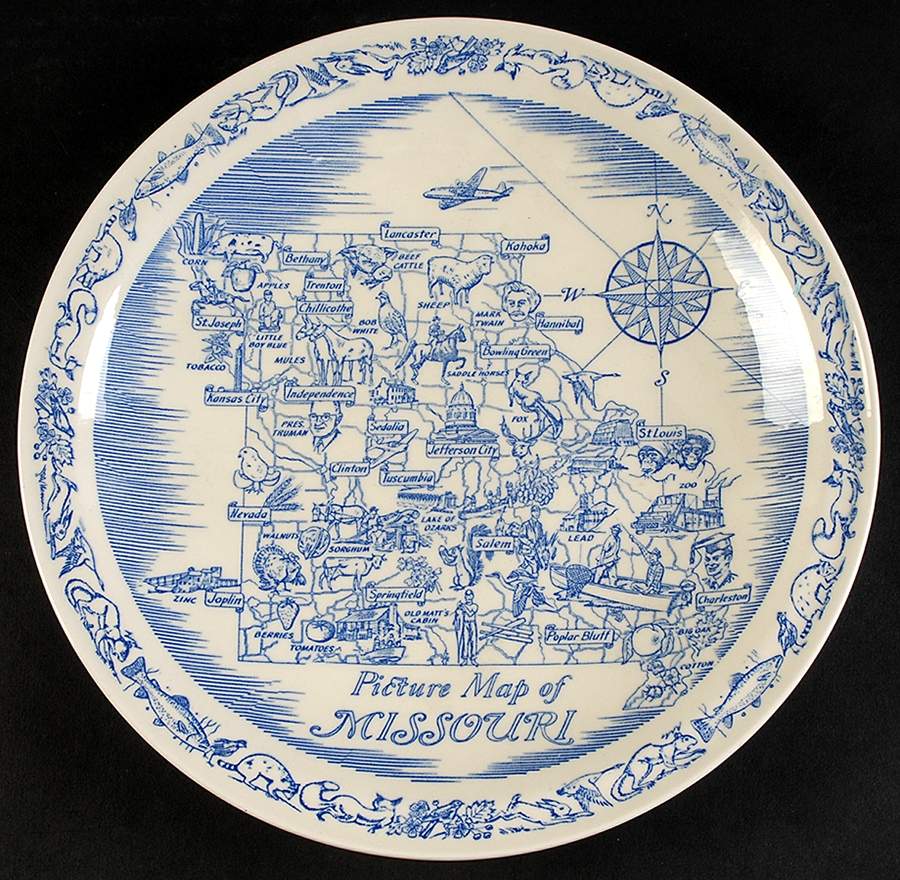 Picture Map of Missouri Dinner Plate by Metlox - Poppytrail - Vernon-1