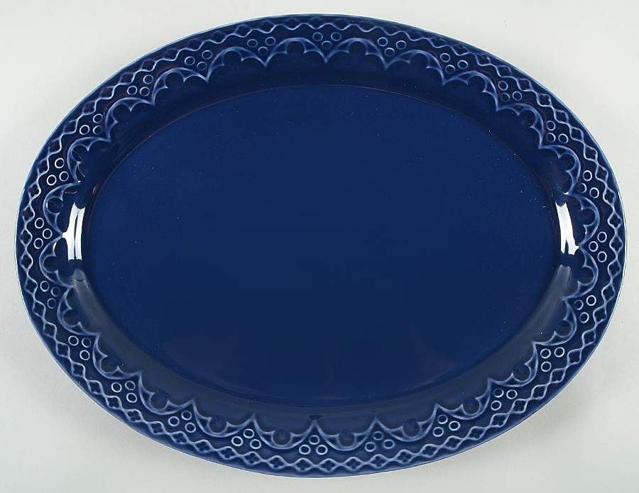 Batalha Cobalt Blue 15" Oval Serving Platter by Matceramica-1