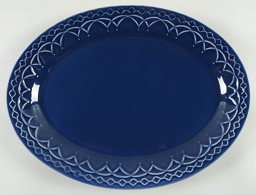 Batalha Cobalt Blue 13" Oval Serving Platter by Matceramica-1