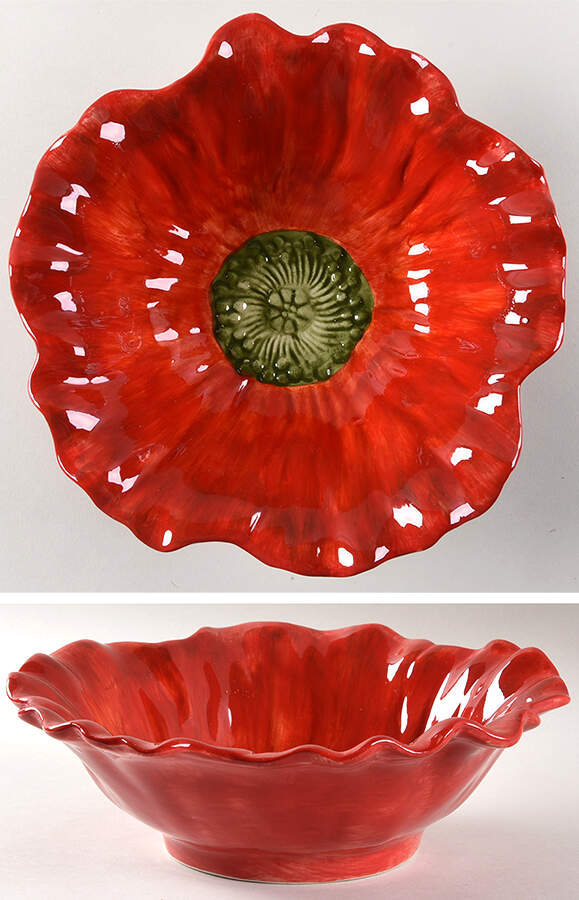 Red Poppy 9" Round Serving Bowl by Maxcera Corp-1