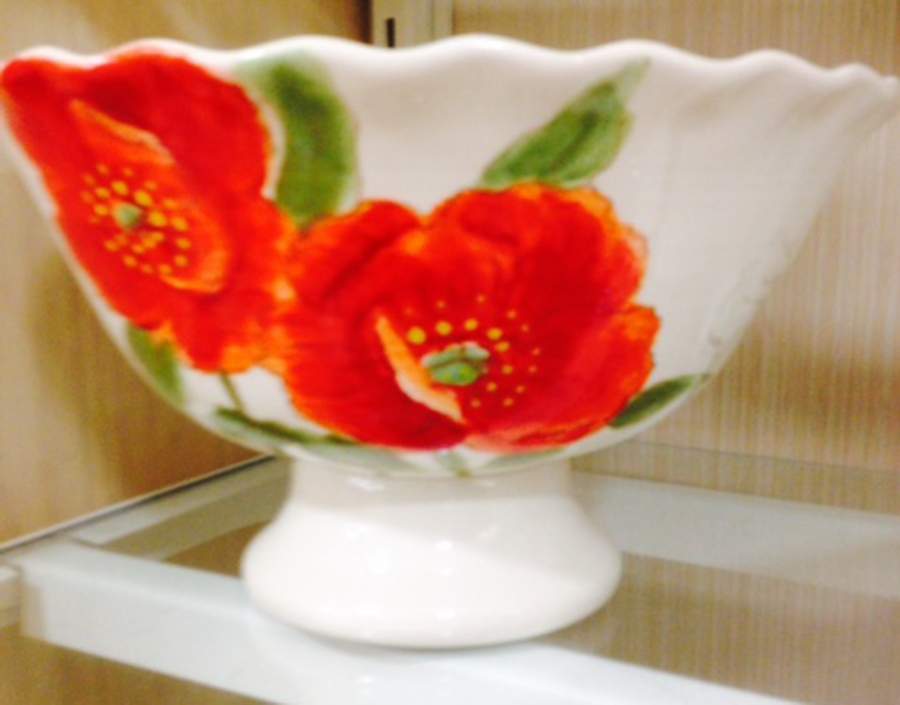 Red Poppy 10" Footed Bowl by Maxcera Corp-1