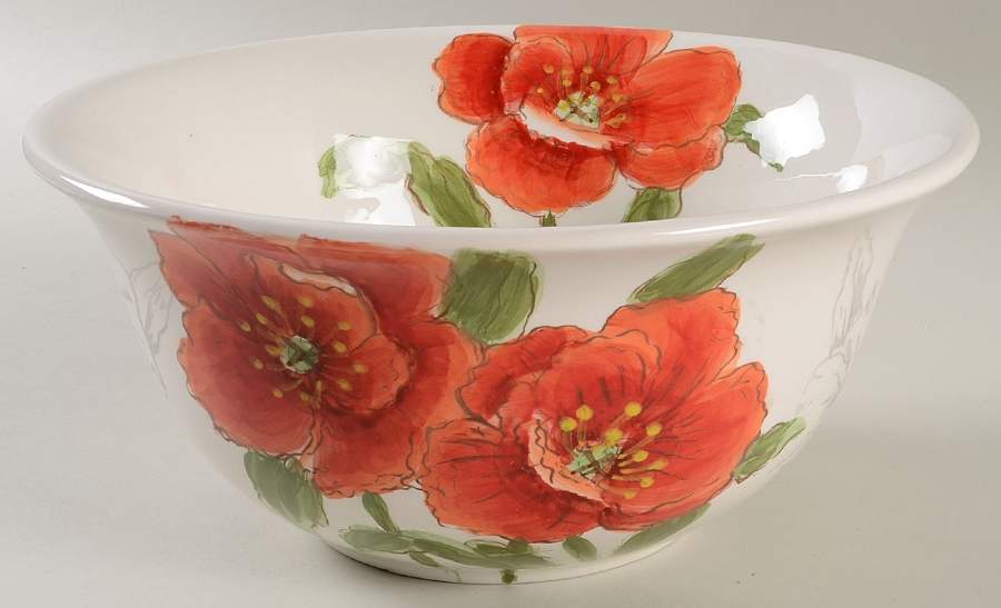 Red Poppy 9" Round Serving Bowl by Maxcera Corp-1