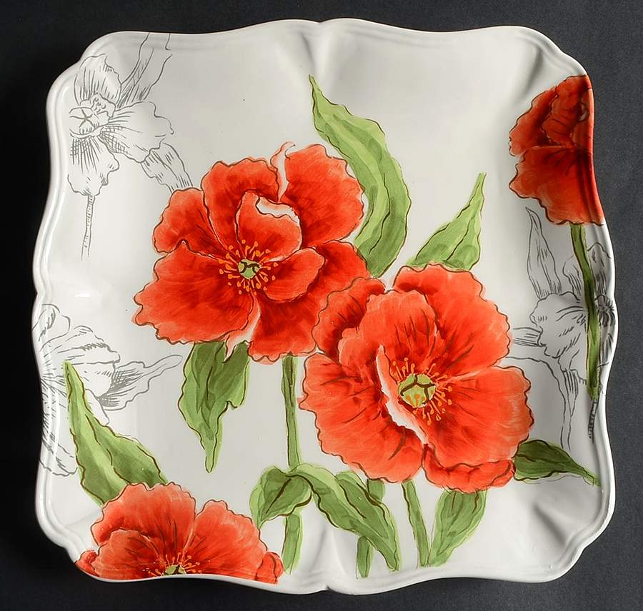 Red Poppy Dinner Plate by Maxcera Corp-1