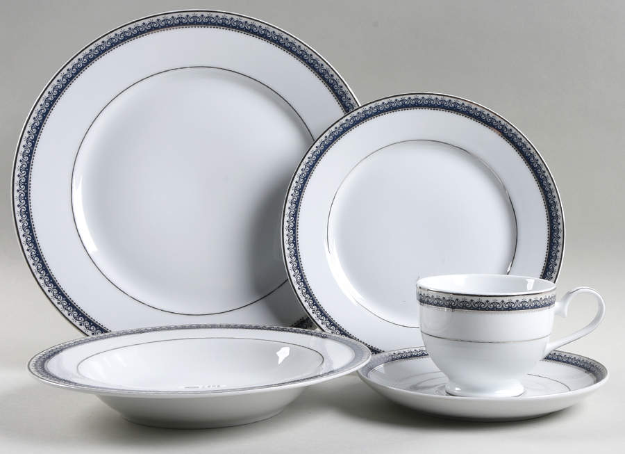 Platinum Crown Cobalt Blue 5 Piece Place Setting by Mikasa-1