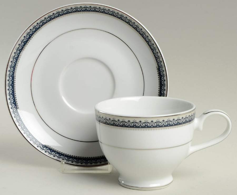 Platinum Crown Cobalt Blue Footed Cup & Saucer Set by Mikasa-1