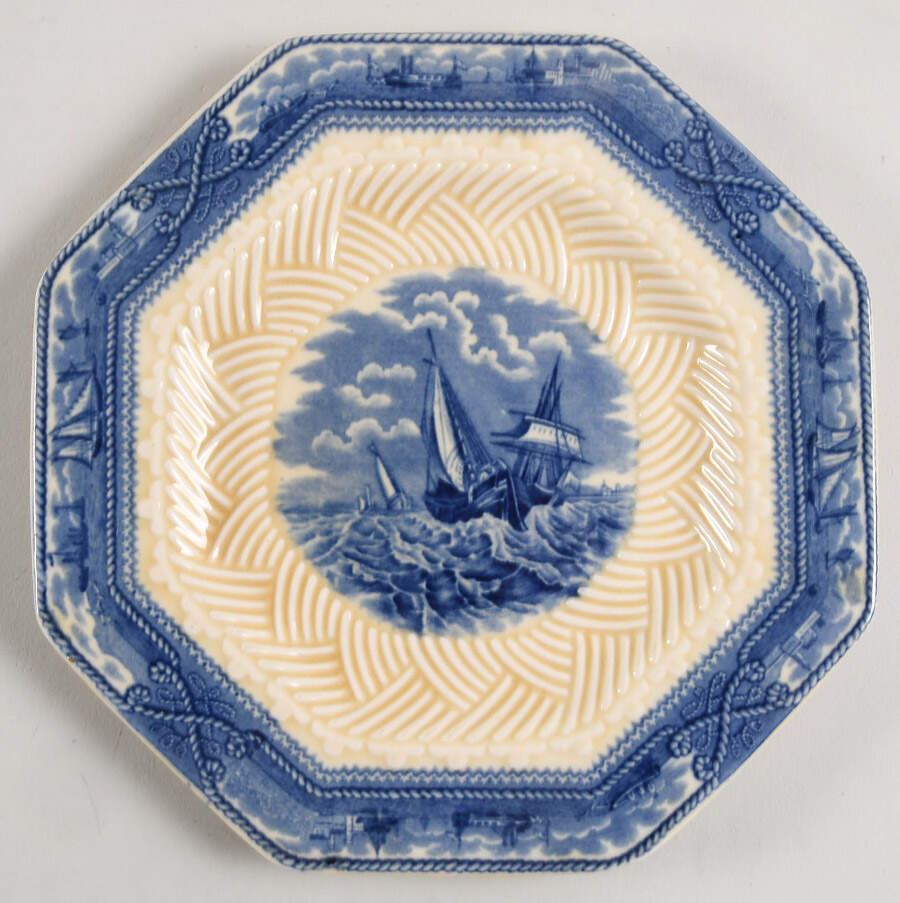 American Marine Blue and Cream Salad Plate by Mason's-1