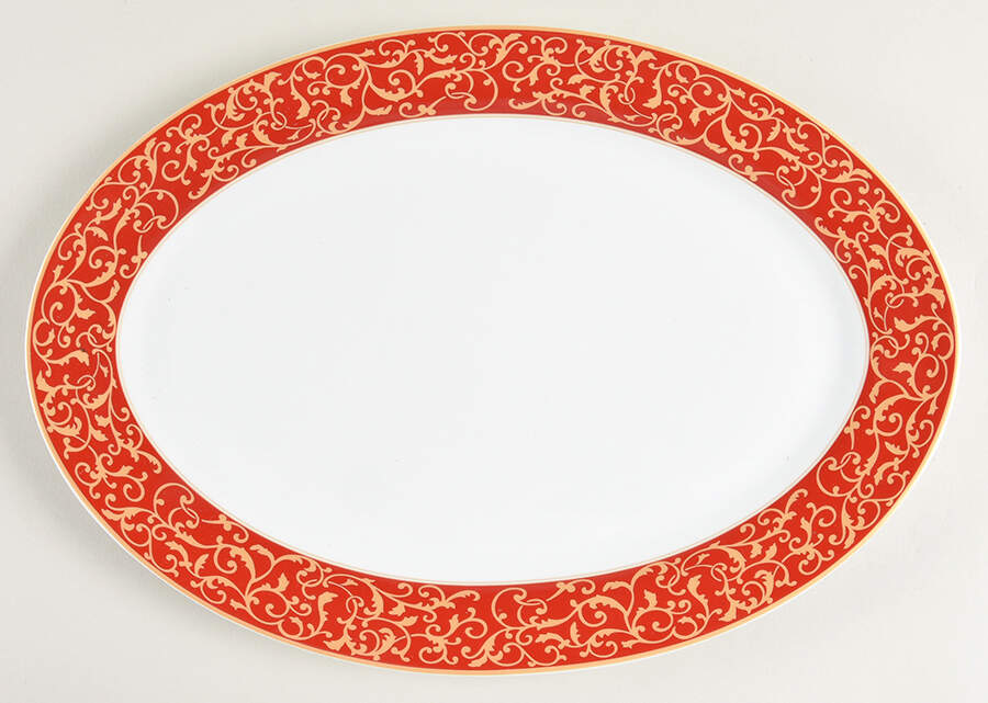 Parchment Rouge 14" Oval Serving Platter by Mikasa-1