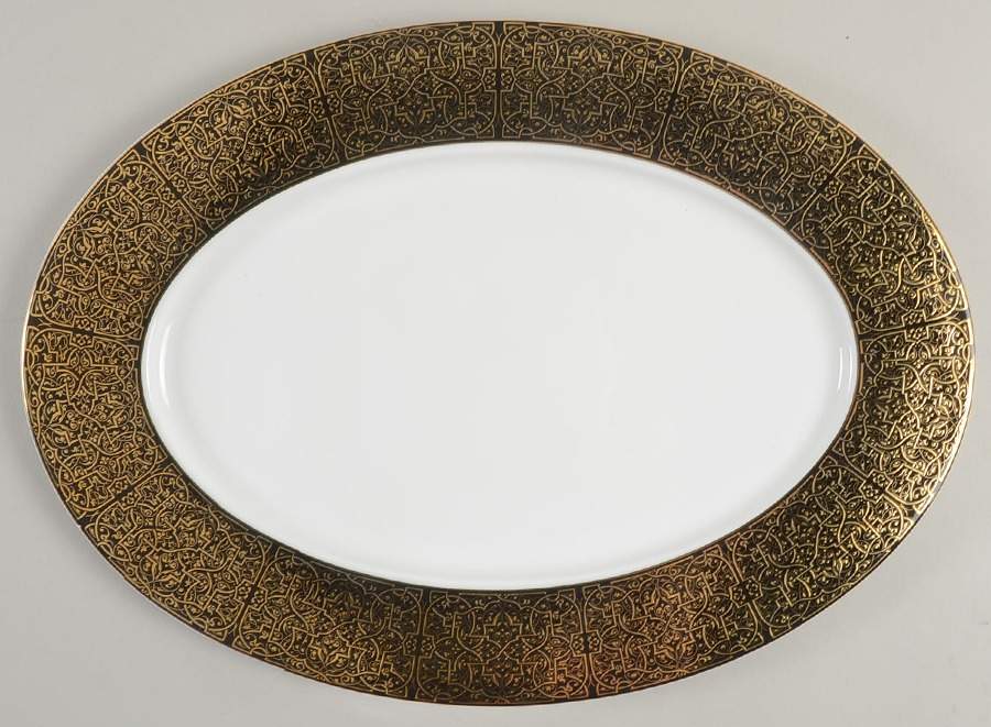 Antonia Gold 14" Oval Serving Platter by Mikasa-1