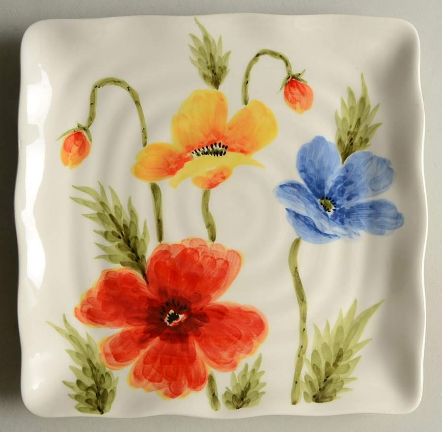 Colorful Poppies Square Salad Plate by Maxcera Corp-1