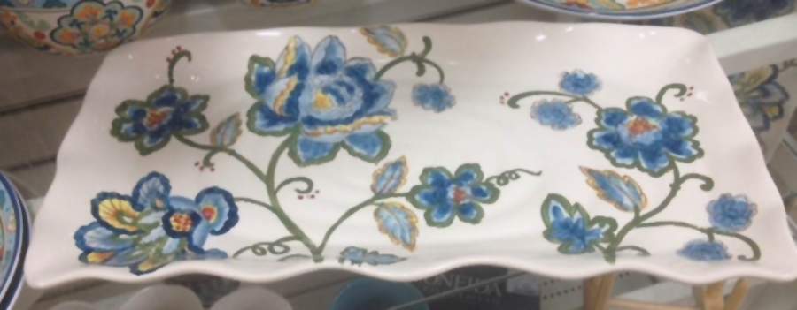Blue Jacquard Rouge 17" Rectangular Serving Platter by Maxcera Corp-1
