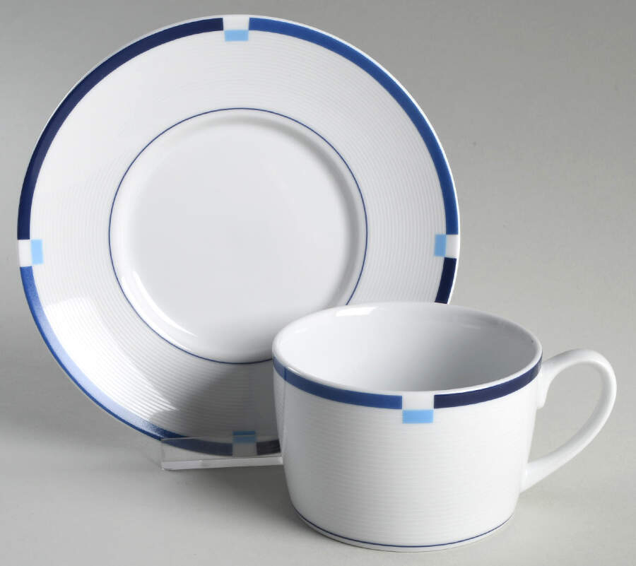 Jet Set Blue Flat Cup & Saucer Set by Mikasa-1