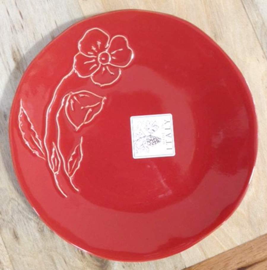MLJ7 Red Salad Plate by Maioliche Jessica-1