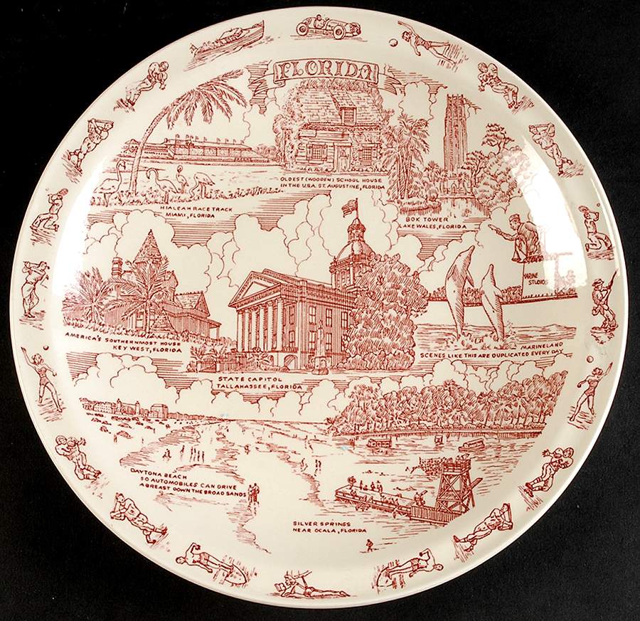 Florida Sunshine State Dinner Plate by Metlox - Poppytrail - Vernon-1