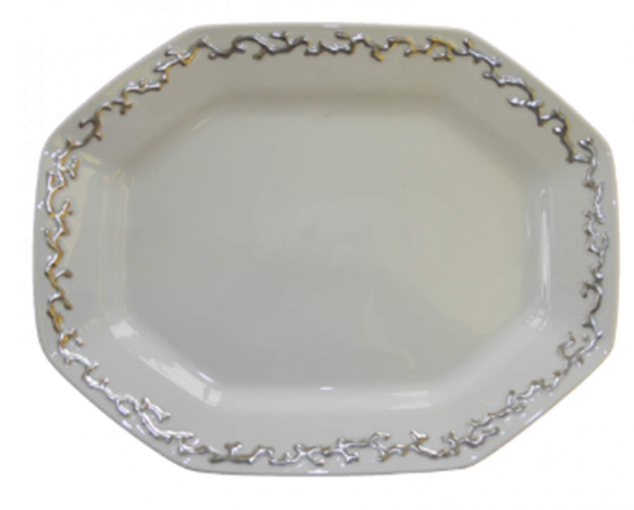 Barriera Corallina Platinum 13" Octagonal Serving Platter by Mottahedeh-1