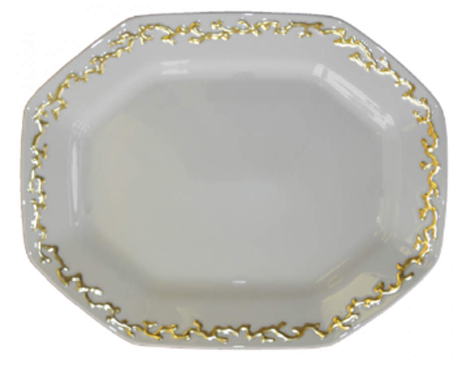 Barriera Corallina Gold 13" Octagonal Serving Platter by Mottahedeh-1