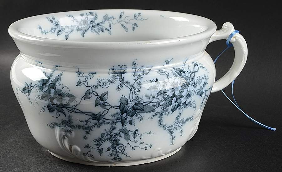 Spray Blue Open Chamber Pot by Alfred Meakin-1