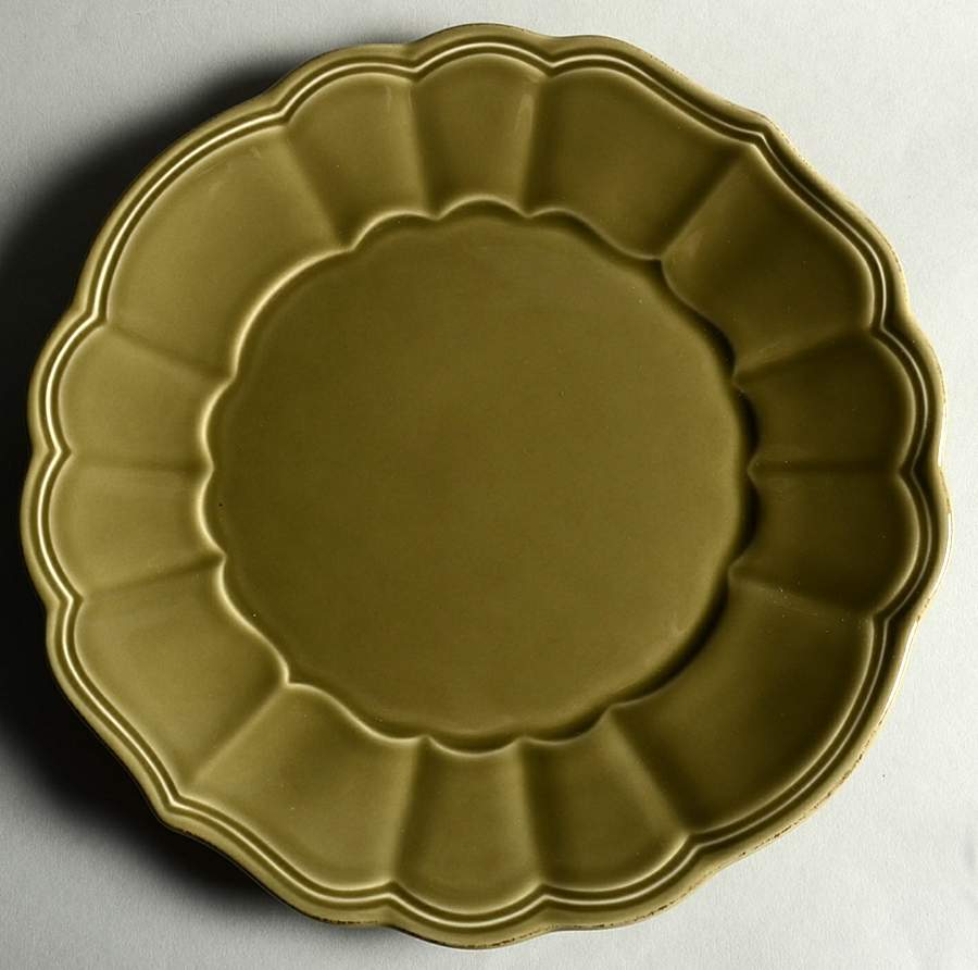 Catarina de Braganca Olive Green Dinner Plate by Matceramica-1