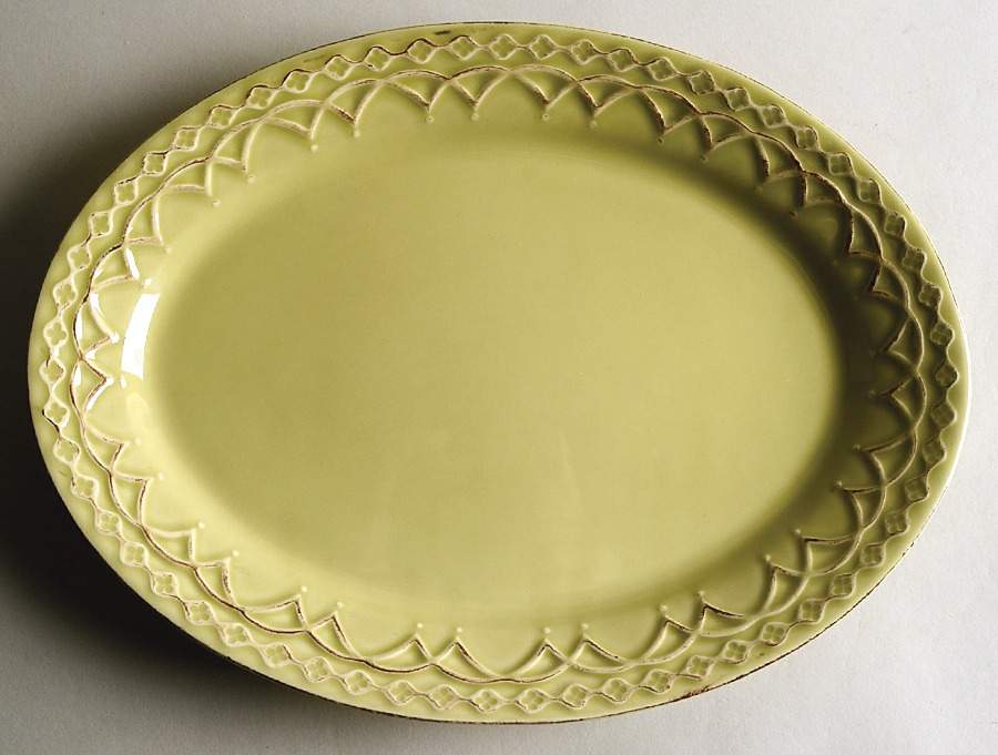 Batalha Green 13" Oval Serving Platter by Matceramica-1