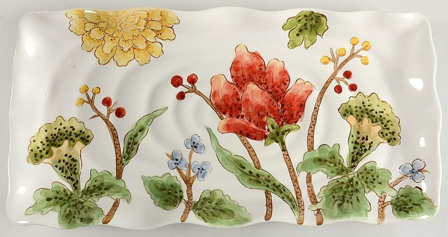 Mum Florals 17" Rectangular Serving Platter by Maxcera Corp-1
