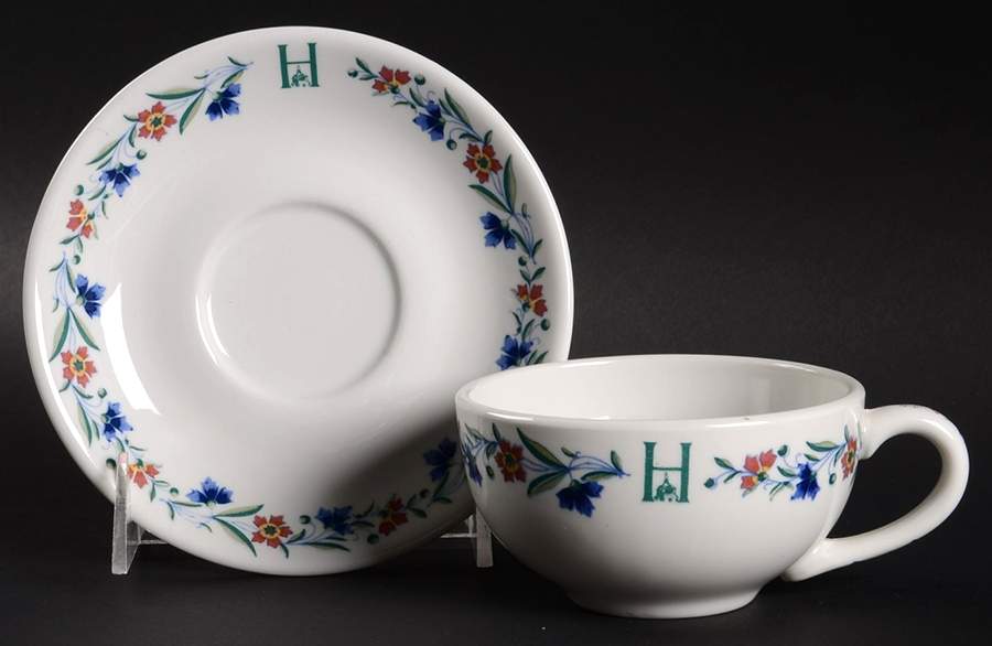 Homestead Hotel Flat Cup & Saucer Set by Mayer (American)-1