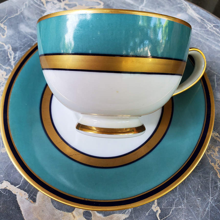 Imperial Aquamarine Footed Cup & Saucer Set by Muirfield-1
