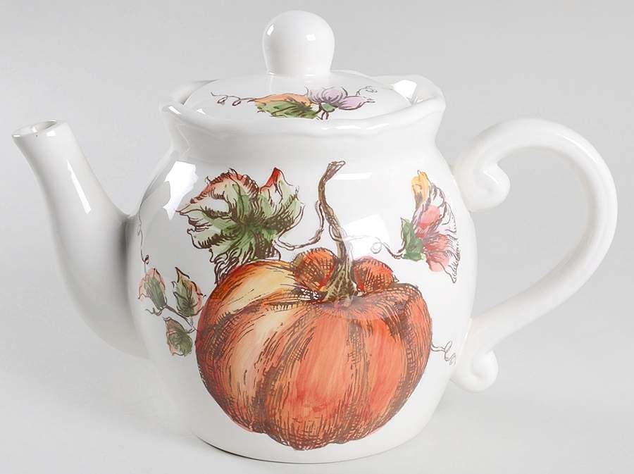 Pumpkin Sketch Teapot & Lid by Maxcera Corp-1