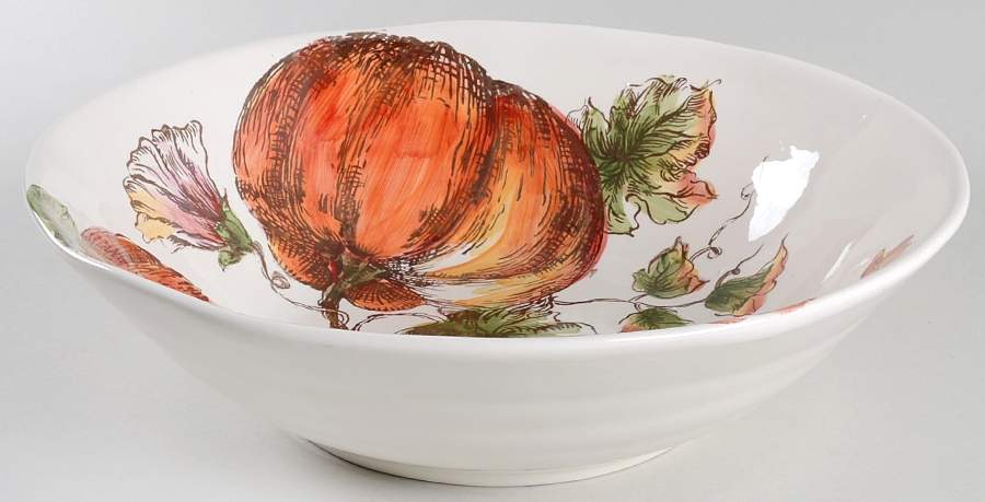 Pumpkin Sketch 12" Round Serving Bowl by Maxcera Corp-1
