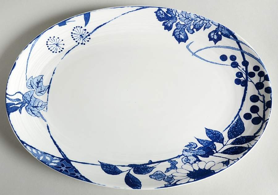 Hana Blue 13" Oval Serving Platter by Mikasa-1