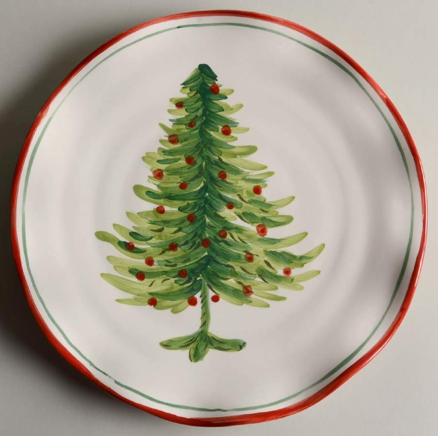Watercolor Christmas Tree Dinner Plate by Maxcera Corp-1