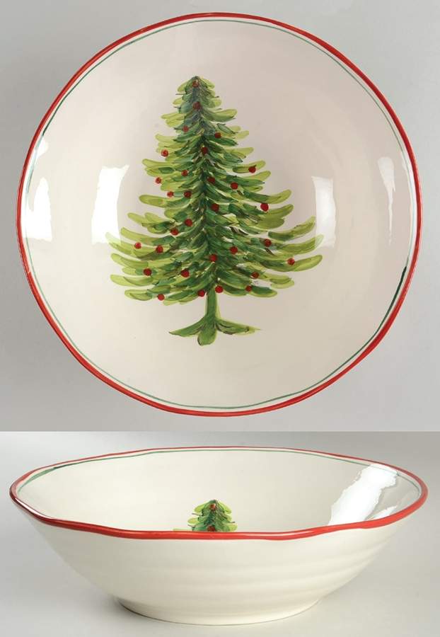 Watercolor Christmas Tree 12" Round Serving Bowl by Maxcera Corp-1