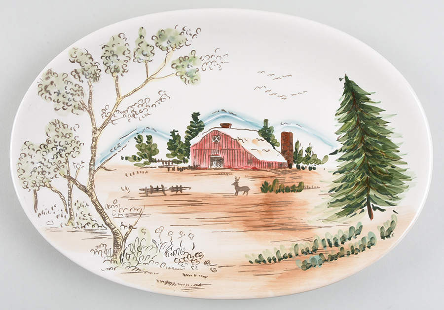 Christmas Farmhouse 14" Oval Serving Platter by Maxcera Corp-1