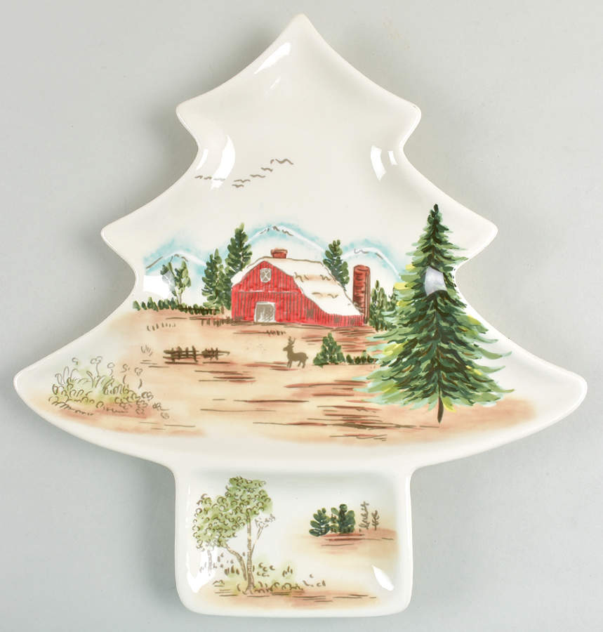 Christmas Farmhouse 14" Tree Shaped Platter by Maxcera Corp-1