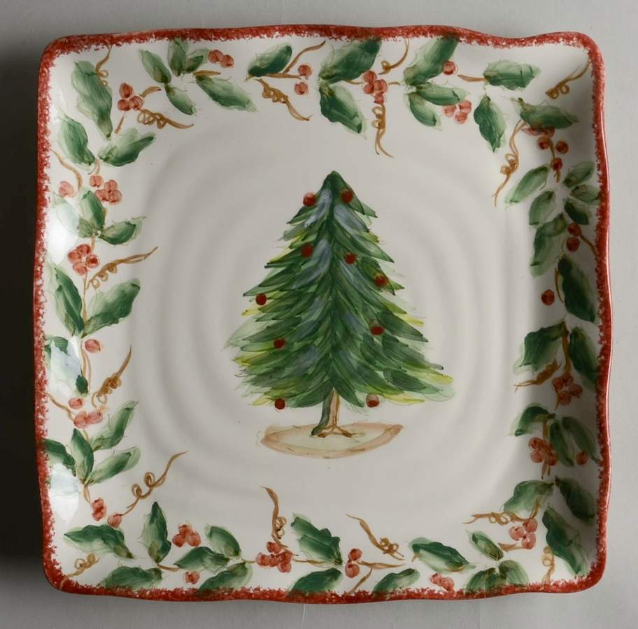 Tree Garland Square Dinner Plate by Maxcera Corp-1