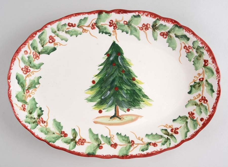 Tree Garland 14" Oval Serving Platter by Maxcera Corp-1