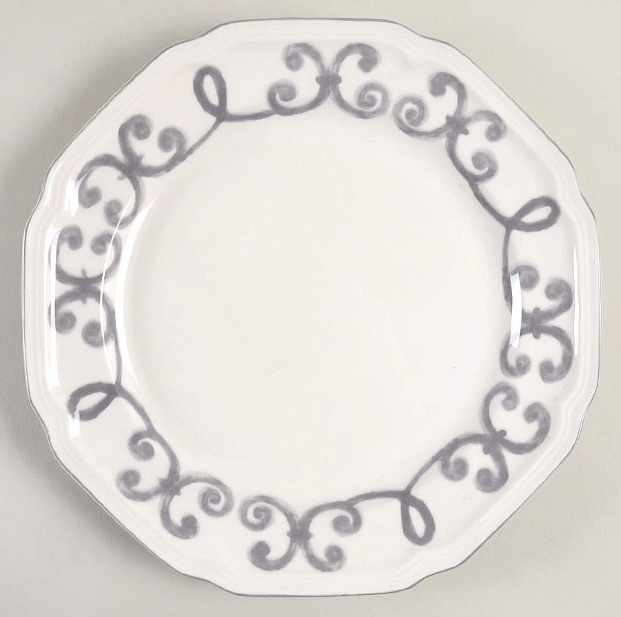 Antique White Scroll Dinner Plate by Mikasa-1
