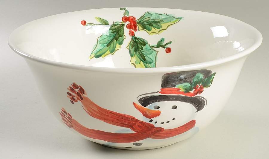 Top Hat Snowman 11" Round Serving Bowl by Maxcera Corp-1