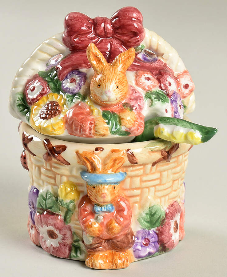 Bunny Rabbit Sculpted Sugar Bowl & Lid with Spoon by Merc Asia-1