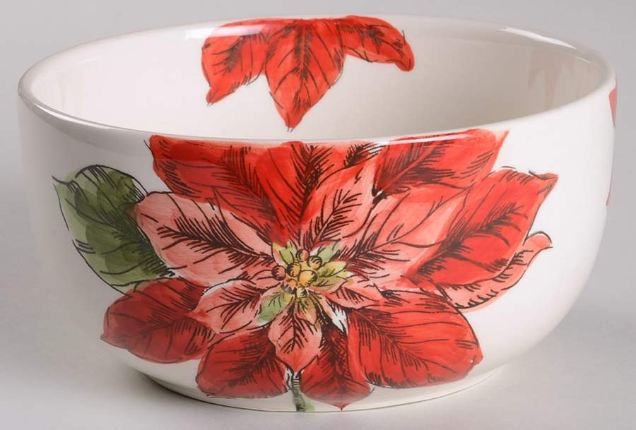 Sketch Poinsettia Soup/Cereal Bowl by Maxcera Corp-1