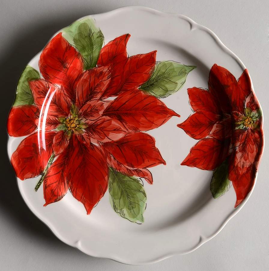 Sketch Poinsettia Dinner Plate by Maxcera Corp-1
