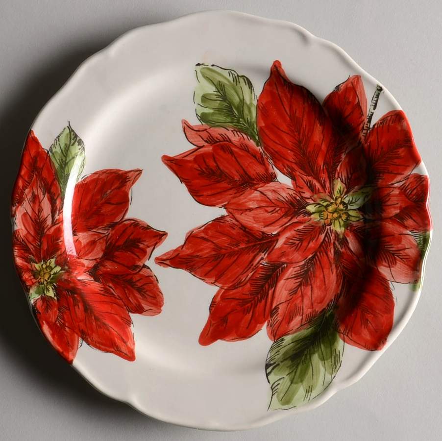 Sketch Poinsettia Salad Plate by Maxcera Corp-1