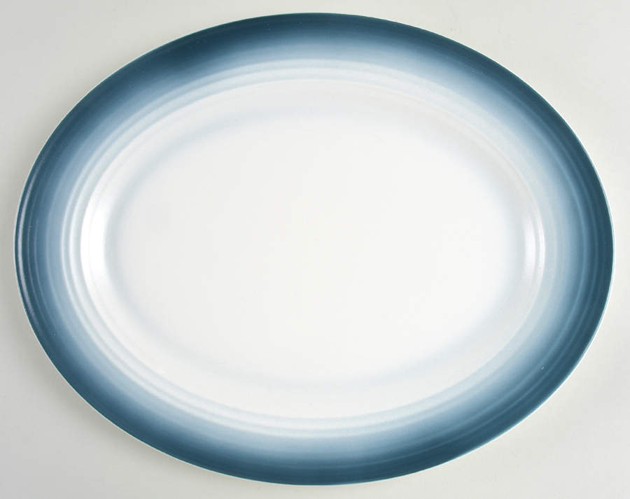 Swirl Ombre Blue 13" Oval Serving Platter by Mikasa-1