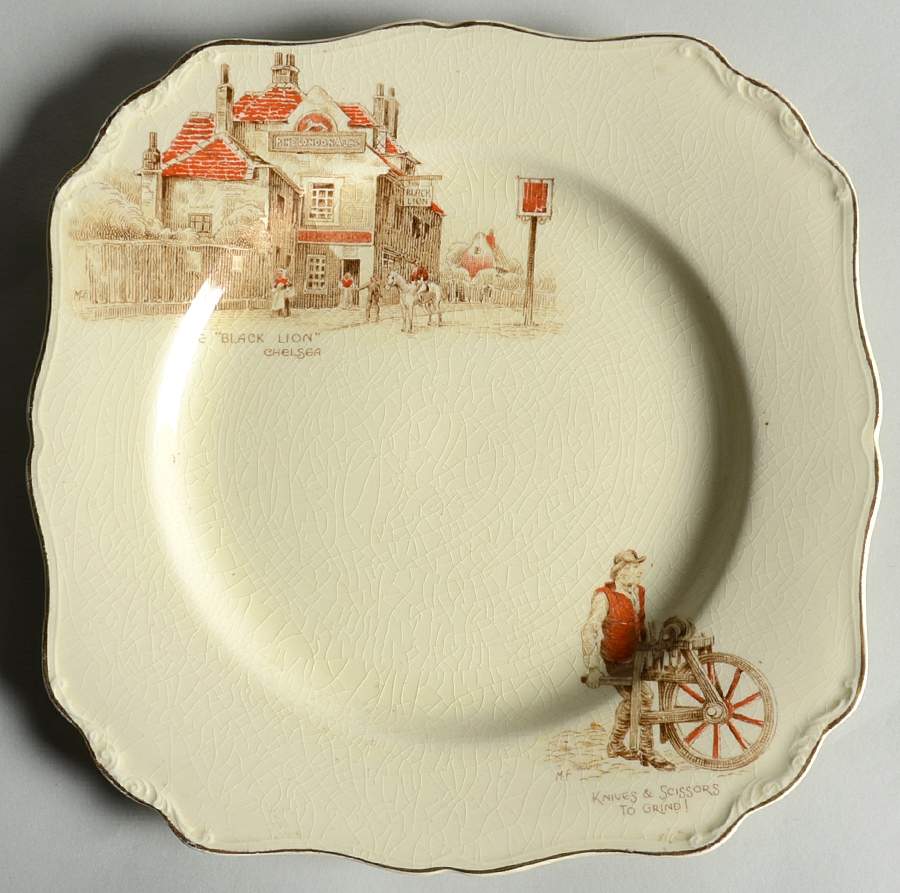 Old London Inns D Cries Salad Plate by J & G Meakin-1
